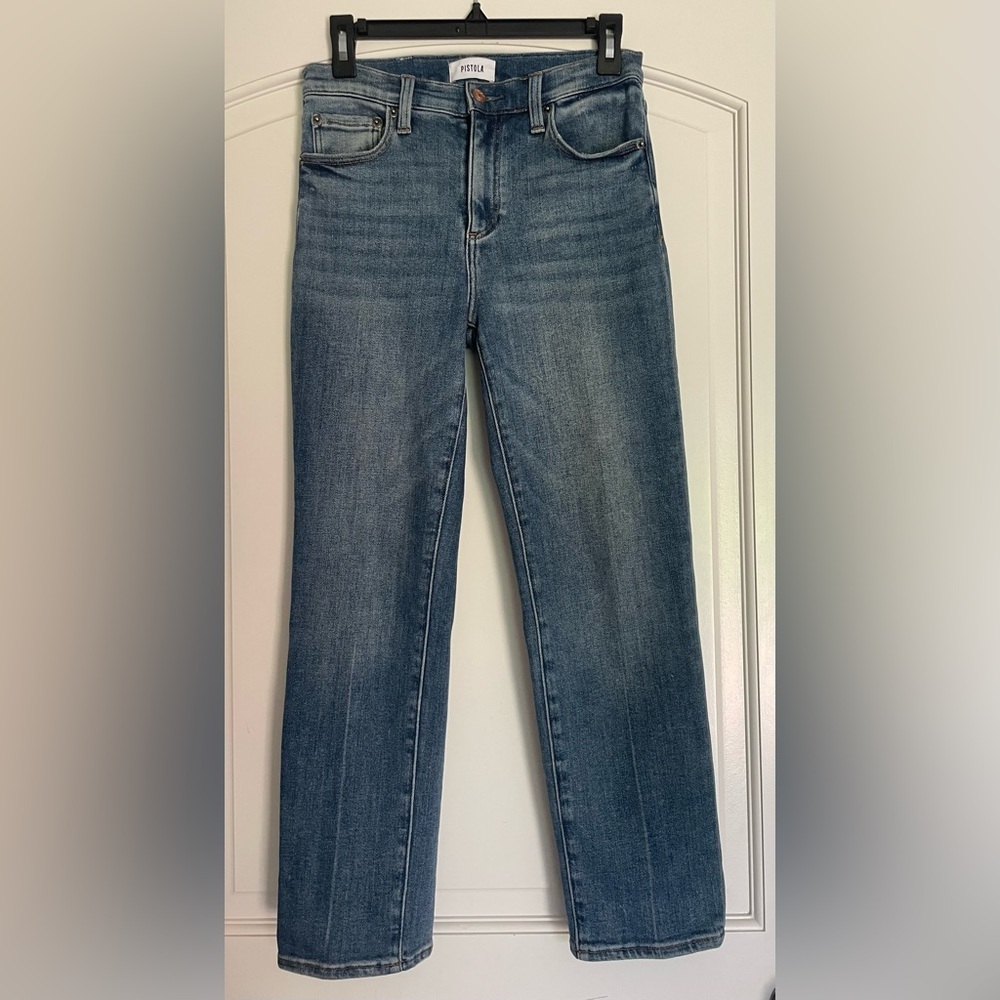 Pistola High-Waist Straight Leg Light Blue Denim Jeans  Minimalist